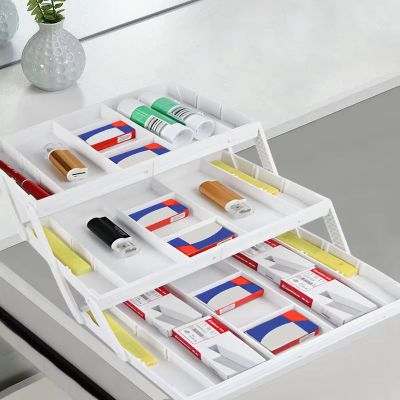 2/3 Tier Drawer Organizer Multi Level C-Ollapsible Expandable Desk Organizer Trays for Office Supplies Kitchen Gadgets Utensils