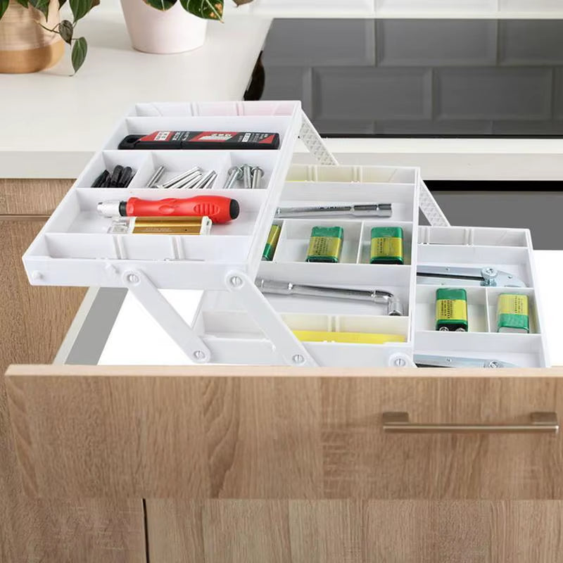 2/3 Tier Drawer Organizer Multi Level C-Ollapsible Expandable Desk Organizer Trays for Office Supplies Kitchen Gadgets Utensils